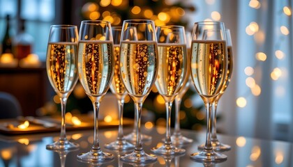 Elegant Champagne Glasses Luxurious Celebration