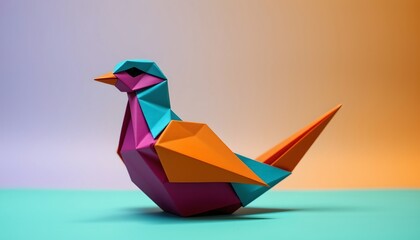 Colorful Abstract Paper Sculpture Modern Origami Bird