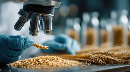 A scientist measures nut properties using a spectrometer in a lab setting.