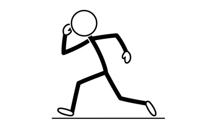 Simple stick figure running with a phone to ear.