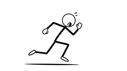 Simple stick figure running with dynamic motion and energy.
