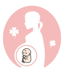 妊娠している女性とお腹の中の赤ちゃんのベクターイラスト