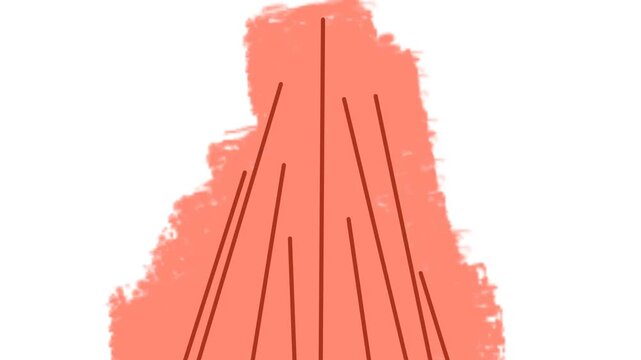 The sticks and red spot imitate fire or bonfire, rising or lengthening and falling.