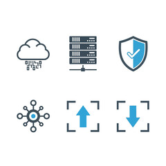 Cloud Computing and Data Security Icons Set.
