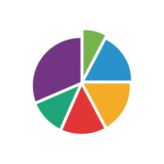 Colorful Pie Chart Illustration for Data Visualization and Analysis.