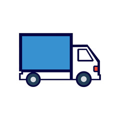 Delivery Truck Illustration with Blue Cargo Container.