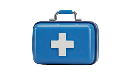 Obraz premium Blue First Aid Kit with White Cross Symbol
