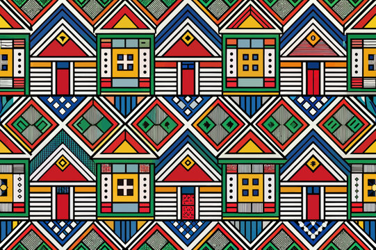 Vibrant Ndebele geometric home patterns