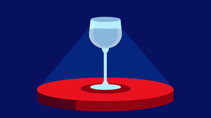 A Celebratory Vector Illustration of a Champagne Glass on a Red Podium Under a Dramatic Spotlight