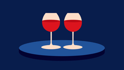 A Romantic Minimalist Flat Illustration of Two Wine Glasses on a Table Ready for a Celebration or Special Dinner Date