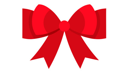 A bright festive red bow illustration in a minimalist flat design style perfect for holiday celebrations and gift wrapping projects