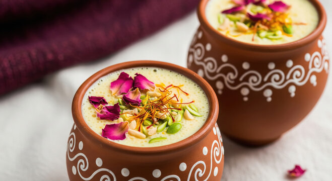 Traditional Indian Rabri Served in Clay Pots with Rich Garnishes