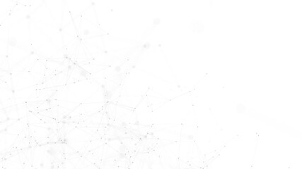 White background with an intricate abstract network of gray lines and dots creating a sense of digital connectivity and scientific data visualization for technology - Powered by Adobe