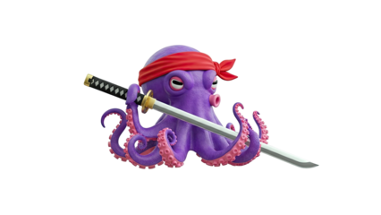 Purple Octopus Warrior with Katana