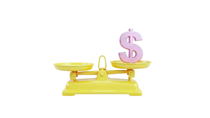 Yellow scale with pink dollar sign on one side