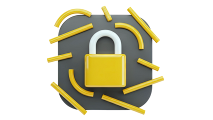 Yellow Lock Icon with Yellow Tubes