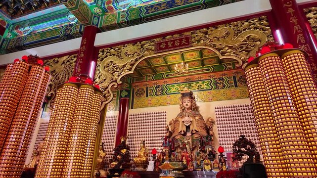 Main shrine in the prayer hall of the Thean Hou Temple Kuala Lumpur Malaysia