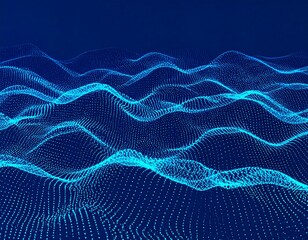 An abstract visualization of a wavy, undulating landscape composed of connected blue dots against a deep blue background