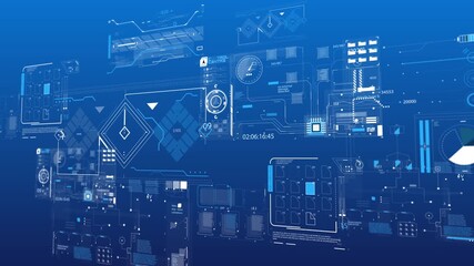 Comprehensive futuristic blue digital dashboard with multiple screens, charts, graphs, and data readouts, illustrating complex information systems, analytics, and technological control panels - Powered by Adobe