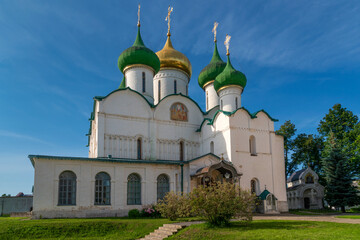 Transfiguration Cathedral on the territory of the architectural and museum complex of the Spaso-Evfimiev Monastery on a sunny summer day, Suzdal, Vladimir region, Russia