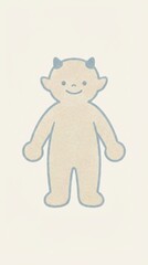 手書きのタッチで描かれたシンプルで可愛いベージュ色の鬼のキャラクター generative ai