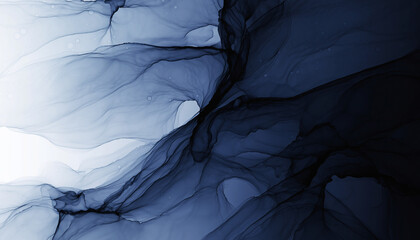 Dynamic abstract backgrounds with flowing shapes and dark blues, captured from a unique overhead viewpoint