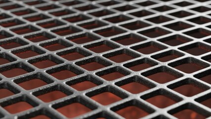 Close up of a geometric grille pattern with textured surface and selective focus