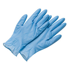 Blue Disposable Gloves Isolated on White Background