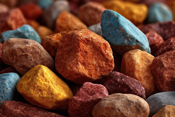 Colorful assortment of natural rocks with various textures and hues