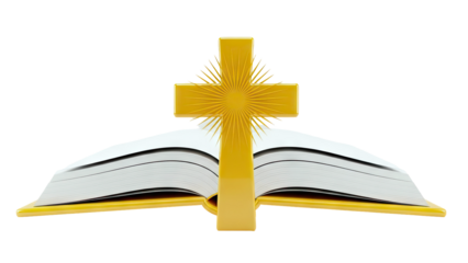 Golden Cross with Open Bible