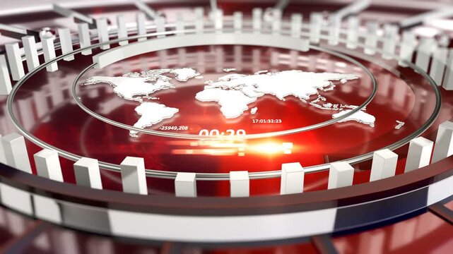 The opening segment of this breaking global news series features images of the Earth rotating and data animations.
