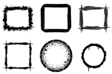 Black Grunge Ink Frames & Cracked Borders