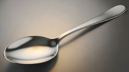 Shiny silver spoon on gradient background