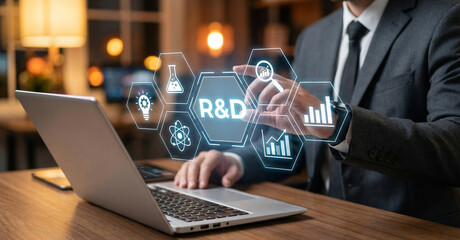 Business research development, Digital data science analytics, Future innovation tech screen, Industrial research strategy