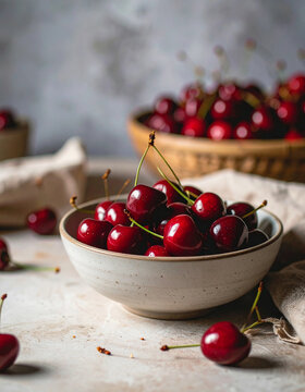 Aesthetic Cherries in a Bowl