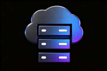 Cloud server icon with metallic texture