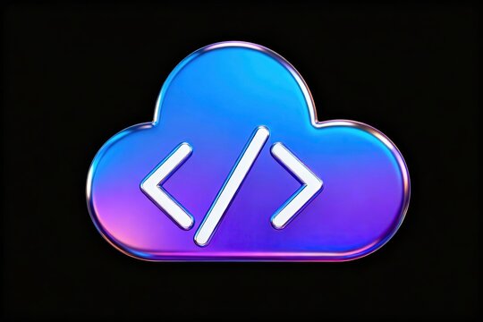 Cloud icon with coding symbols - Powered by Adobe