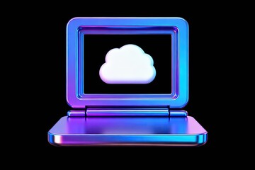 Laptop with cloud icon on screen