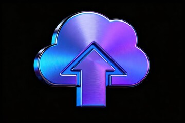 Metallic cloud upload icon