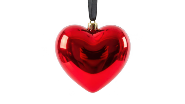 Red heart ornament isolated on transparent background - Powered by Adobe