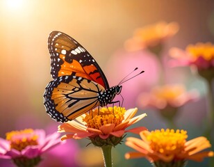 A monarch butterfly perched on a vibrant orange flower (1)