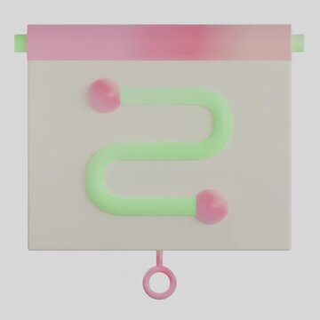 A 3D wall chart or roadmap icon with a winding green path representing a project timeline and strategic journey