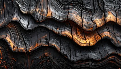 Dark charred wood texture with dramatic burned patterns and natural lines