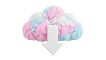Cotton Candy Cloud with Download Arrow