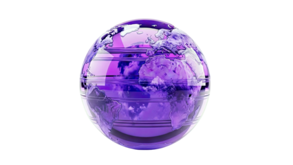 Purple Glass Globe with Europe and Africa