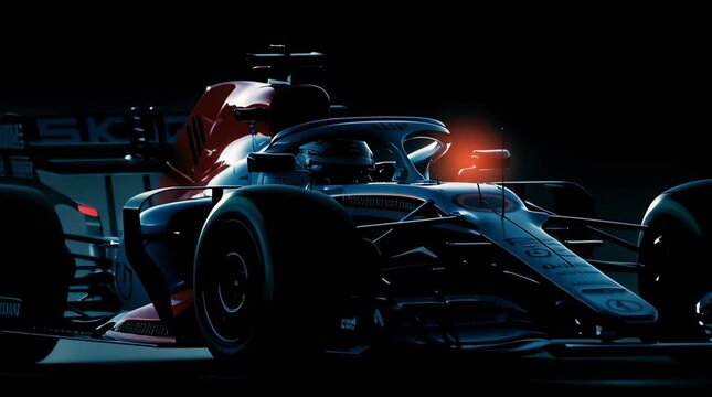 F1 car racing at night at High speed	
