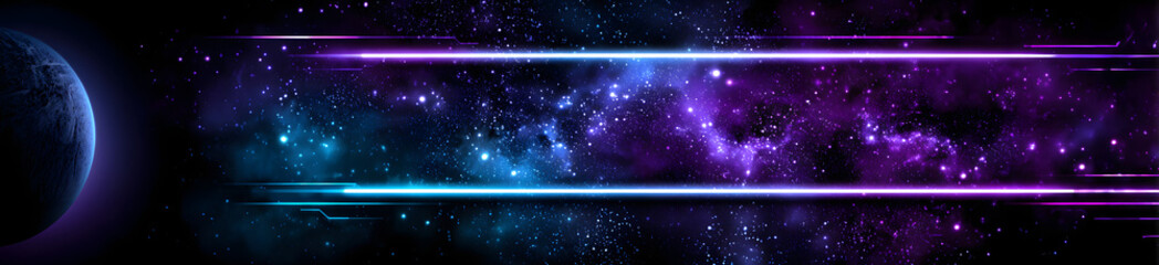 Kosmischer Hintergrund mit leuchtendem Energieband im futuristischen Stil 