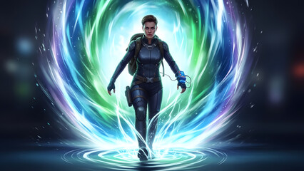 female superhero saves with the power of light