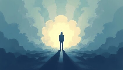 Minimal abstract illustration showing a stabilized form emerging from visual noise, symbolizing emotional relief and psychological security after choosing insurance or financial protection, soft light