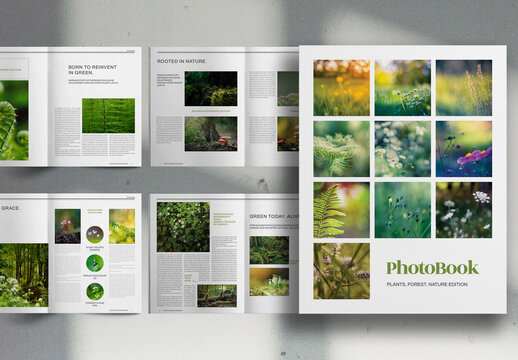 Jade Green Nature Plants PhotoBook Brochure Layout